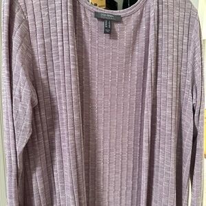 Lisa Rinna Collection Lavender Ribbed Open duster
